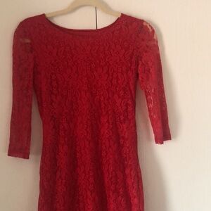Mac& Jac Elegant Red midi valentines Lace Dress